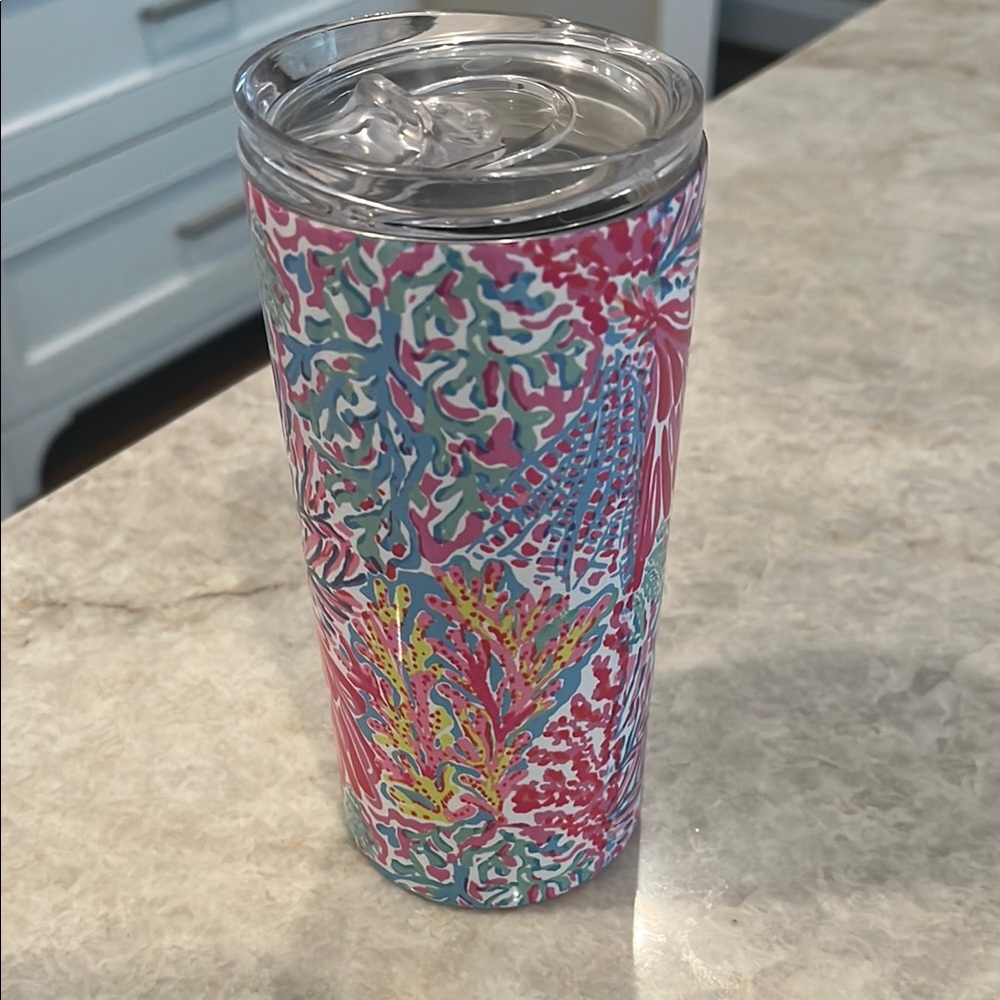 Lilly Pulitzer 16oz stainless slim tumbler.